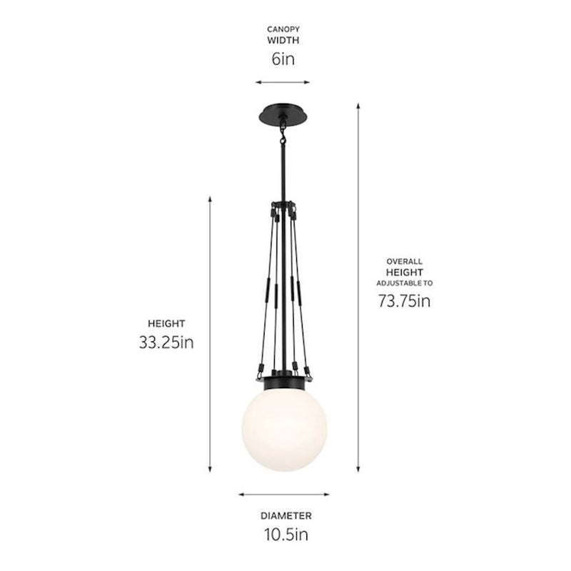 Kichler Albers 1-Light Pendant | Champagne Bronze Steel and Opal Glass | Kitchen Island & Dining Room | 33.25 in H | Model 52582CPZ