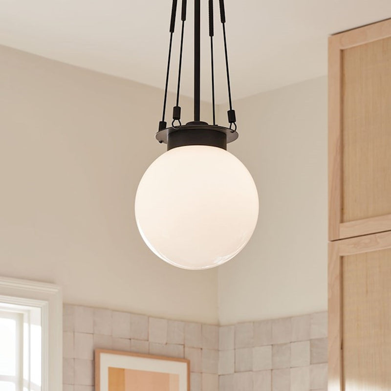 Kichler Albers 1-Light Pendant | Champagne Bronze Steel and Opal Glass | Kitchen Island & Dining Room | 33.25 in H | Model 52582CPZ