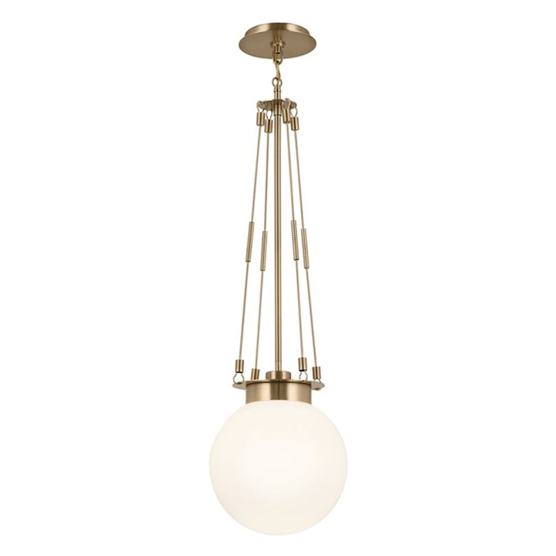 Kichler Albers 1-Light Pendant | Champagne Bronze Steel and Opal Glass | Kitchen Island & Dining Room | 33.25 in H | Model 52582CPZ