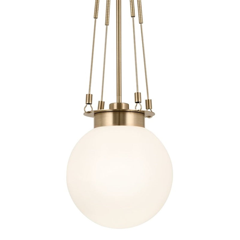 Kichler Albers 1-Light Pendant | Champagne Bronze Steel and Opal Glass | Kitchen Island & Dining Room | 33.25 in H | Model 52582CPZ