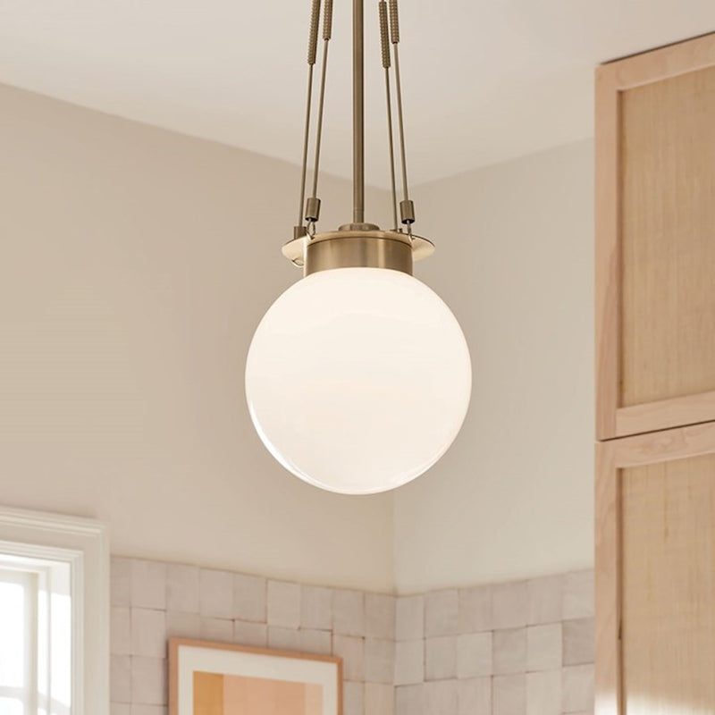 Kichler Albers 1-Light Pendant | Champagne Bronze Steel and Opal Glass | Kitchen Island & Dining Room | 33.25 in H | Model 52582CPZ