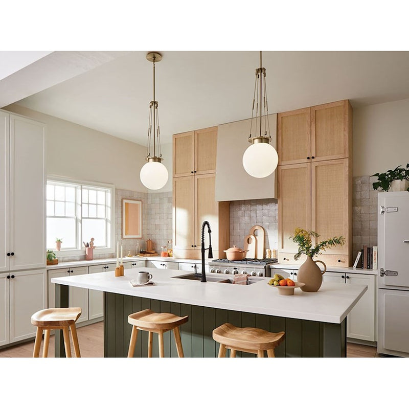 Kichler Albers 1-Light Pendant | Champagne Bronze Steel and Opal Glass | Kitchen Island & Dining Room | 33.25 in H | Model 52582CPZ
