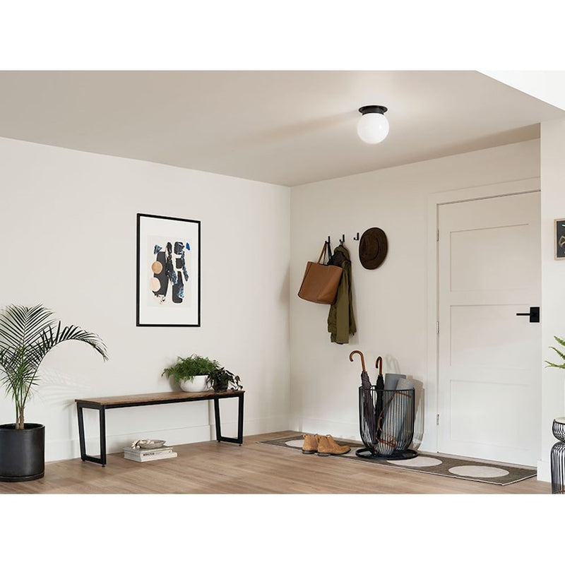Kichler Albers 8in 1-Light Flush Mount | Soft Modern Champagne Bronze and Opal Glass | Hallway & Bedroom | 8.5 in H | Model 52586CPZ