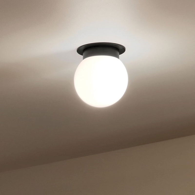 Kichler Albers 8in 1-Light Flush Mount | Soft Modern Champagne Bronze and Opal Glass | Hallway & Bedroom | 8.5 in H | Model 52586CPZ