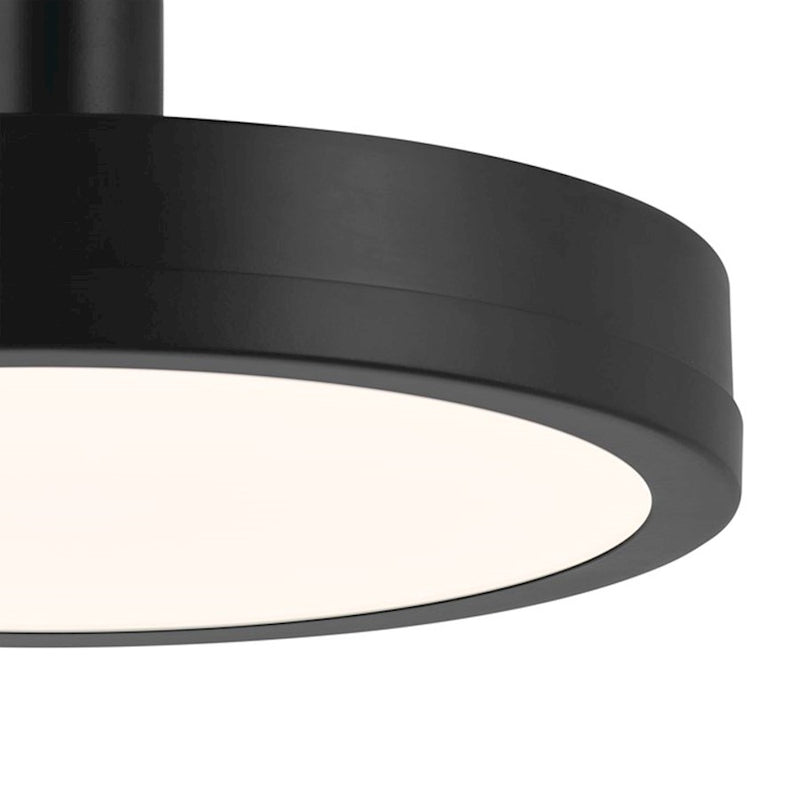 Kichler Riu 14in 1-Light LED Semi-Flush Mount | Minimalist Champagne Bronze and Opaque White | Bedroom & Hallway | 900 Lumens | Model 52589CPZ