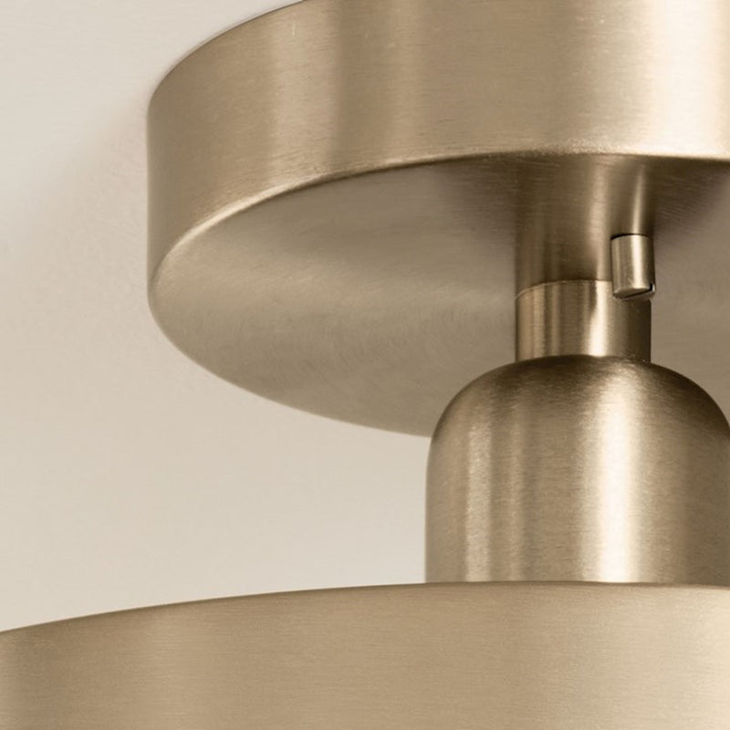 Kichler Riu 14in 1-Light LED Semi-Flush Mount | Minimalist Champagne Bronze and Opaque White | Bedroom & Hallway | 900 Lumens | Model 52589CPZ