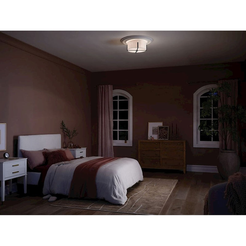 Kichler Malen 20in 4-Light Flush Mount | Updated Traditional Classic Pewter and White Fabric Shade | Bedroom & Hallway | 8.25in H | Model 52594CLP