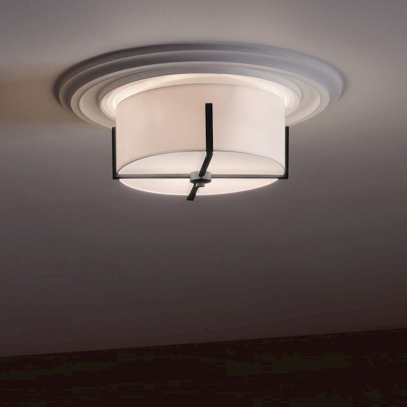 Kichler Malen 20in 4-Light Flush Mount | Updated Traditional Classic Pewter and White Fabric Shade | Bedroom & Hallway | 8.25in H | Model 52594CLP