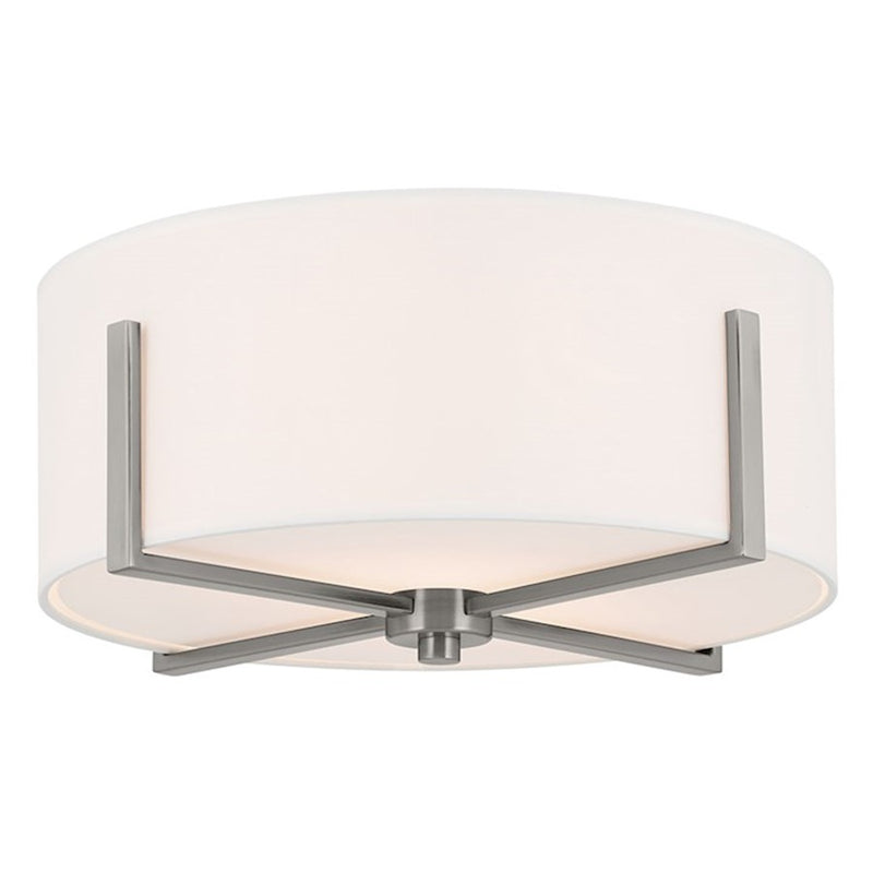 Kichler Malen 20in 4-Light Flush Mount | Updated Traditional Classic Pewter and White Fabric Shade | Bedroom & Hallway | 8.25in H | Model 52594CLP