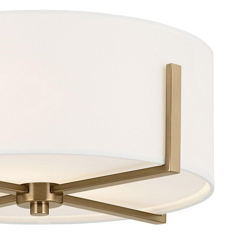 Kichler Malen 20in 4-Light Flush Mount | Updated Traditional Classic Pewter and White Fabric Shade | Bedroom & Hallway | 8.25in H | Model 52594CLP