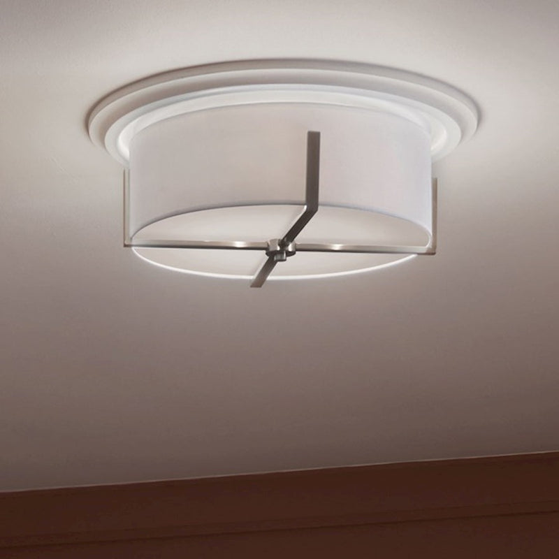 Kichler Malen 20in 4-Light Flush Mount | Updated Traditional Classic Pewter and White Fabric Shade | Bedroom & Hallway | 8.25in H | Model 52594CLP