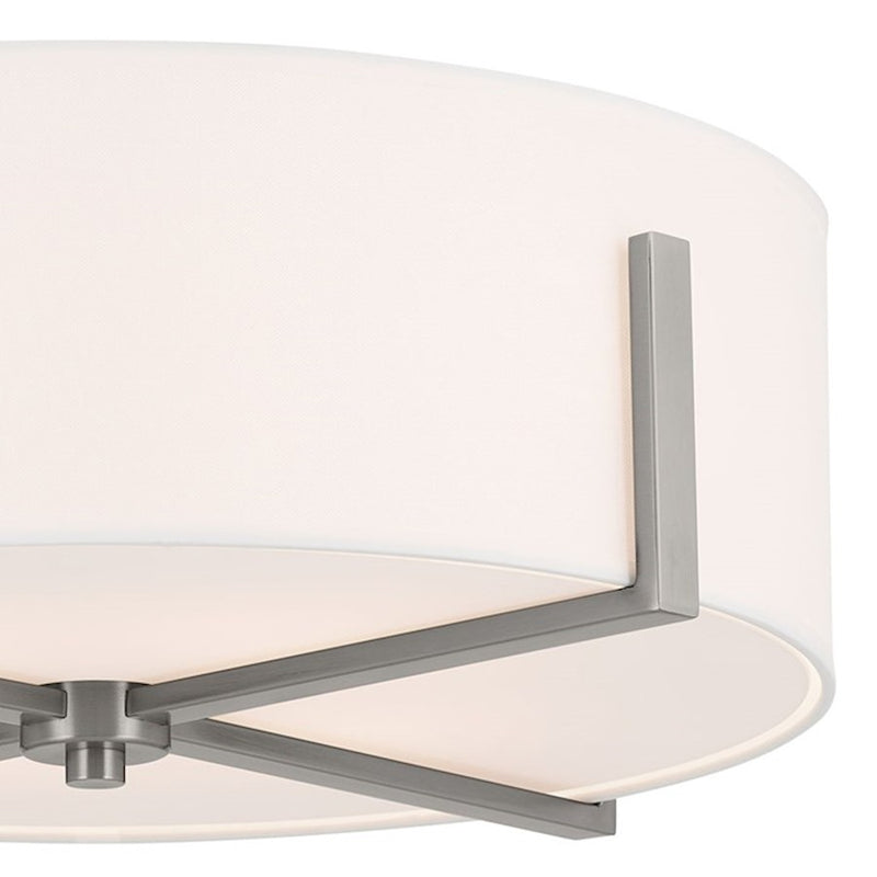 Kichler Malen 20in 4-Light Flush Mount | Updated Traditional Classic Pewter and White Fabric Shade | Bedroom & Hallway | 8.25in H | Model 52594CLP