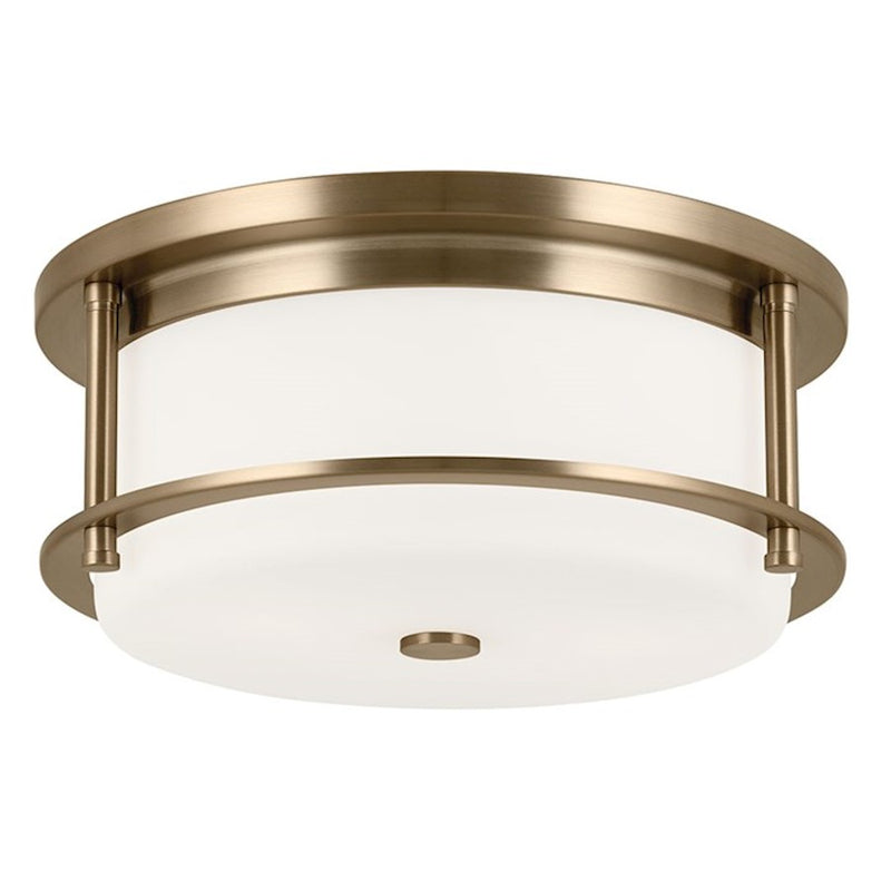 Kichler Brit 18in 4-Light Flush Mount | Industrial Champagne Bronze Steel and Satin Etched Cased Opal Glass | Bedroom & Living Room | Model 52597CPZ