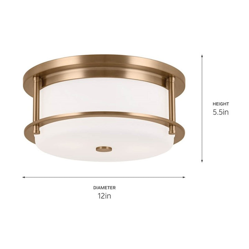 Kichler Brit 18in 4-Light Flush Mount | Industrial Champagne Bronze Steel and Satin Etched Cased Opal Glass | Bedroom & Living Room | Model 52597CPZ
