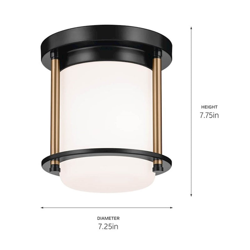 Kichler Brit 7in 1-Light Flush Mount | Polished Nickel and Satin Etched Opal Glass | Hallway & Bedroom | 7.75 in H | Model 52596PN