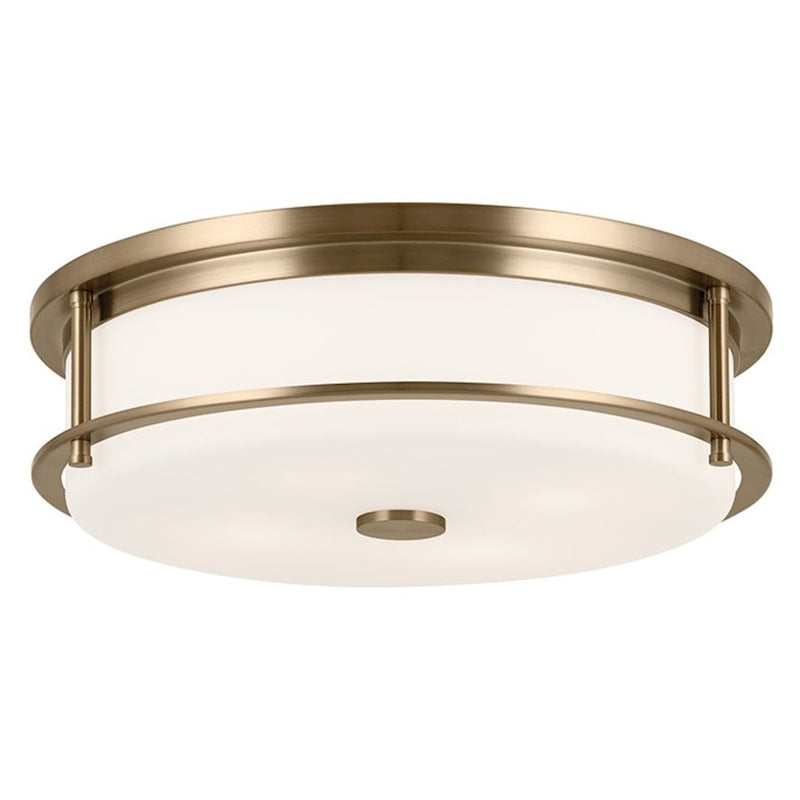 Kichler Brit 18in 4-Light Flush Mount | Industrial Champagne Bronze Steel and Satin Etched Cased Opal Glass | Bedroom & Living Room | Model 52597CPZ