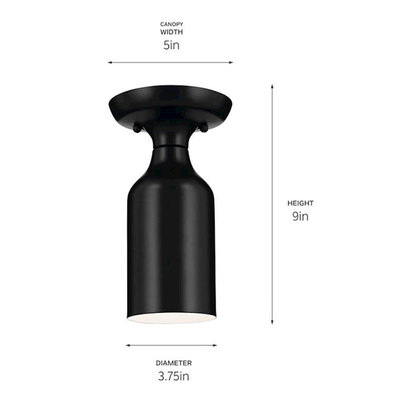 Kichler Sisu 9in 1-Light Semi Flush Mount | Scandinavian Champagne Bronze Steel | Bedroom & Hallway Accent | H 9 in | Model 52598CPZ