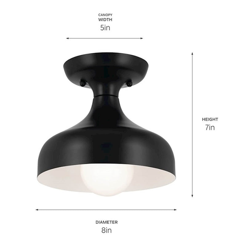 Kichler Sisu 7in 1-Light Semi Flush Mount | Scandinavian Champagne Bronze | Hallway & Bedroom Accent | H 7 in | Model 52599CPZ