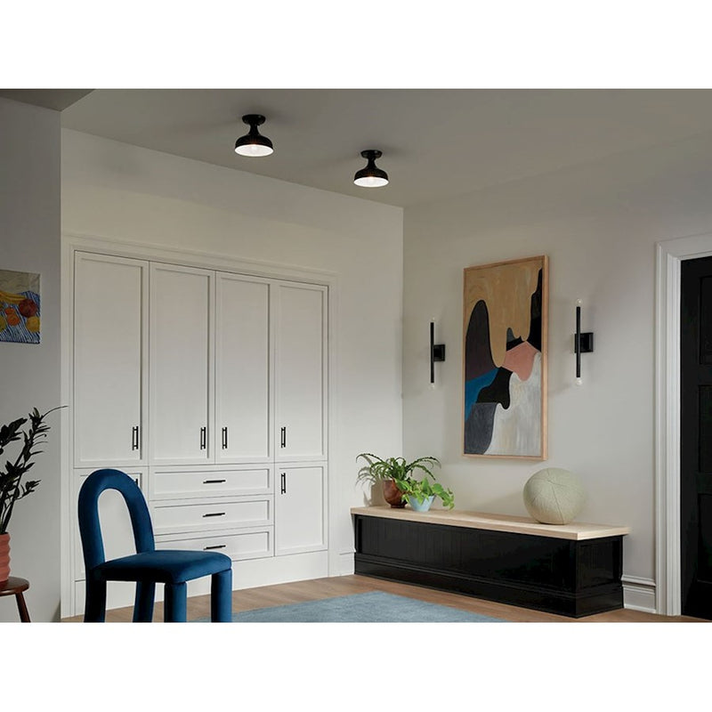 Kichler Sisu 7in 1-Light Semi Flush Mount | Scandinavian Champagne Bronze | Hallway & Bedroom Accent | H 7 in | Model 52599CPZ