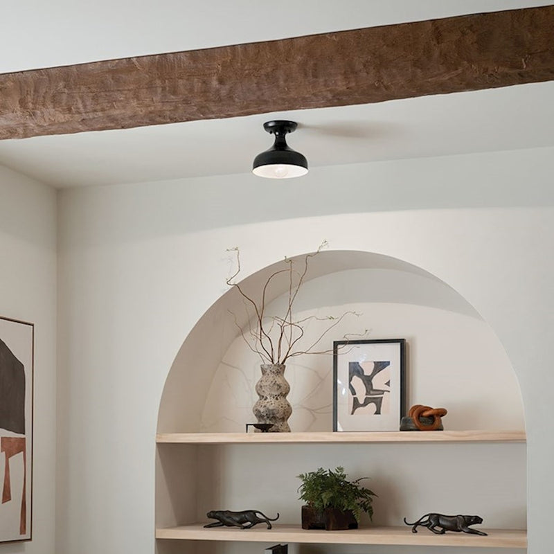 Kichler Sisu 7in 1-Light Semi Flush Mount | Scandinavian Champagne Bronze | Hallway & Bedroom Accent | H 7 in | Model 52599CPZ
