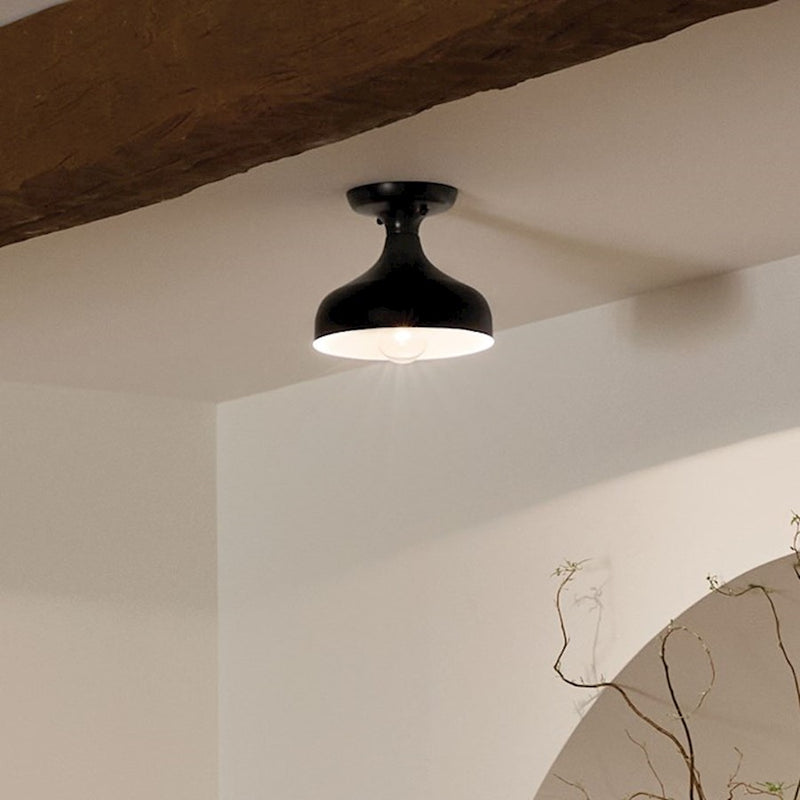 Kichler Sisu 7in 1-Light Semi Flush Mount | Scandinavian Champagne Bronze | Hallway & Bedroom Accent | H 7 in | Model 52599CPZ