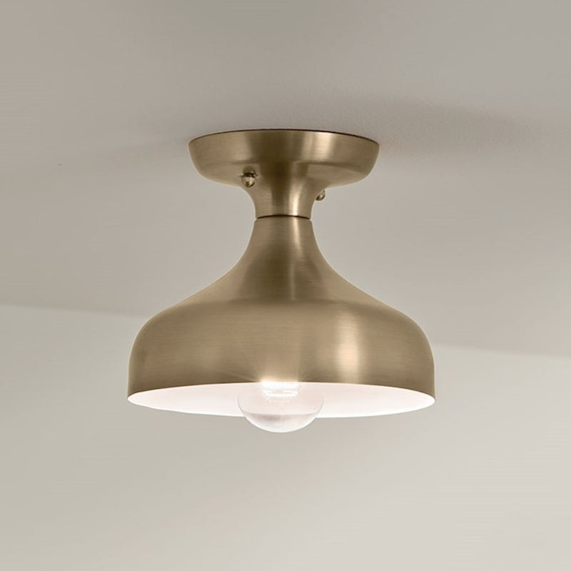 Kichler Sisu 7in 1-Light Semi Flush Mount | Scandinavian Champagne Bronze | Hallway & Bedroom Accent | H 7 in | Model 52599CPZ