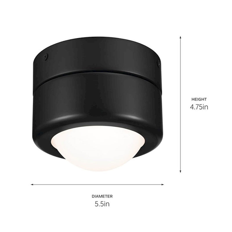 Kichler Tibbi 6in 1-Light LED Flush Mount | Minimalist Champagne Bronze Steel and Opal Glass | Hallway & Bedroom Ceiling Light | Model 52600CPZ