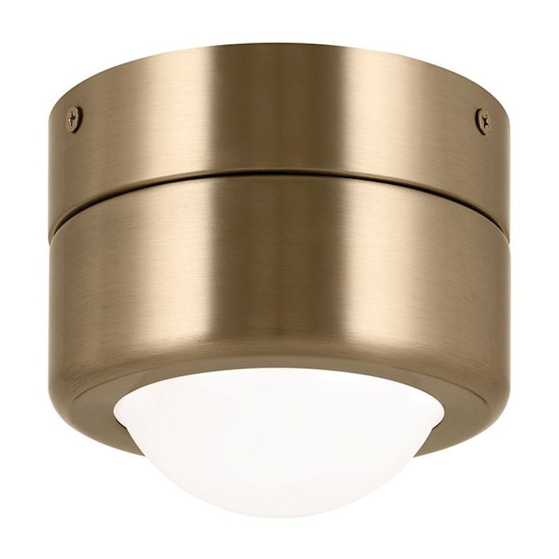Kichler Tibbi 6in 1-Light LED Flush Mount | Minimalist Champagne Bronze Steel and Opal Glass | Hallway & Bedroom Ceiling Light | Model 52600CPZ