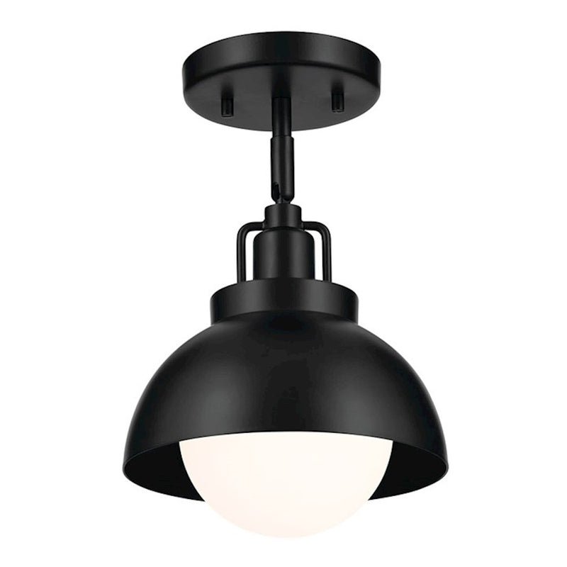 Kichler Niva 11in 1-Light Convertible Semi-Flush | Champagne Bronze and Satin Etched Opal Glass | Entryway & Hallway | 8 x 11 in | Model 52601CPZ
