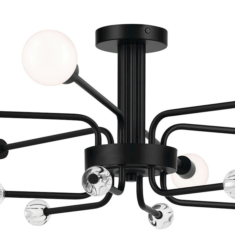Kichler Ocala 41in 6-Light Flush Mount | Art Deco Polished Nickel and Clear Crystal | Living Room & Foyer | 24 x 41 x 12 in | Model 52602PN