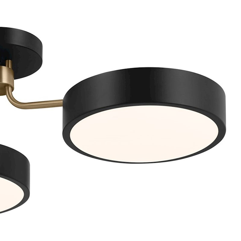 Kichler Sago 40in 3-Light Semi-Flush Mount | Minimalist White and Champagne Bronze Steel | Living Room & Bedroom | 10.75in H | Model 52604WHCPZ