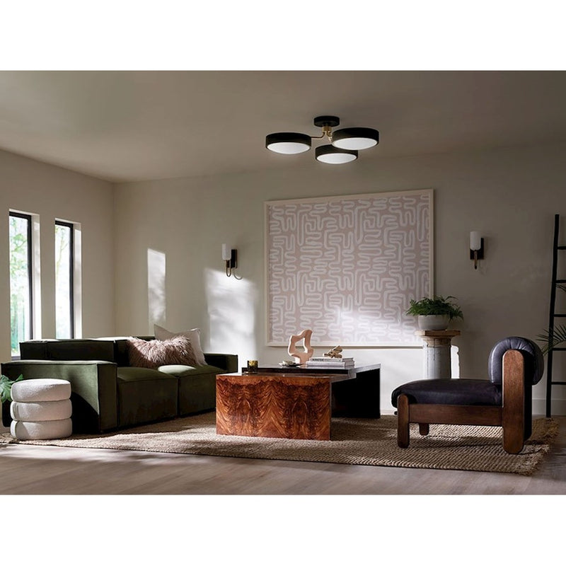 Kichler Sago 40in 3-Light Semi-Flush Mount | Minimalist White and Champagne Bronze Steel | Living Room & Bedroom | 10.75in H | Model 52604WHCPZ