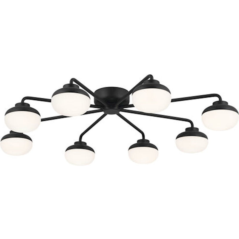 Kichler Remy 41in 8-Light LED Flush Mount | Scandinavian Champagne Bronze and Satin Etched Cased Opal | Living Room & Bedroom | Model 52608CPZ