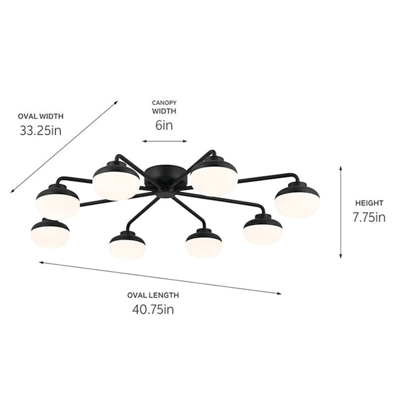 Kichler Remy 41in 8-Light LED Flush Mount | Scandinavian Champagne Bronze and Satin Etched Cased Opal | Living Room & Bedroom | Model 52608CPZ