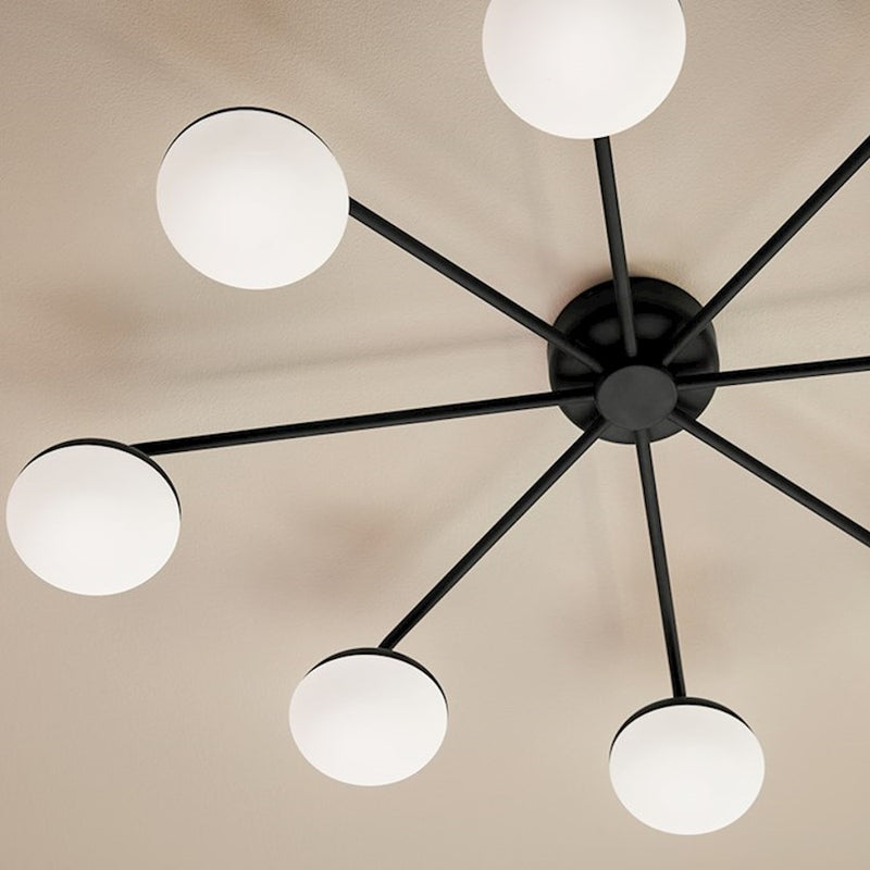 Kichler Remy 41in 8-Light LED Flush Mount | Scandinavian Champagne Bronze and Satin Etched Cased Opal | Living Room & Bedroom | Model 52608CPZ