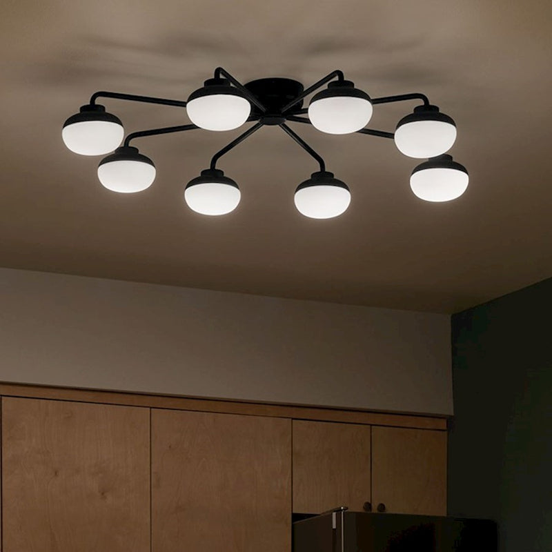 Kichler Remy 41in 8-Light LED Flush Mount | Scandinavian Champagne Bronze and Satin Etched Cased Opal | Living Room & Bedroom | Model 52608CPZ