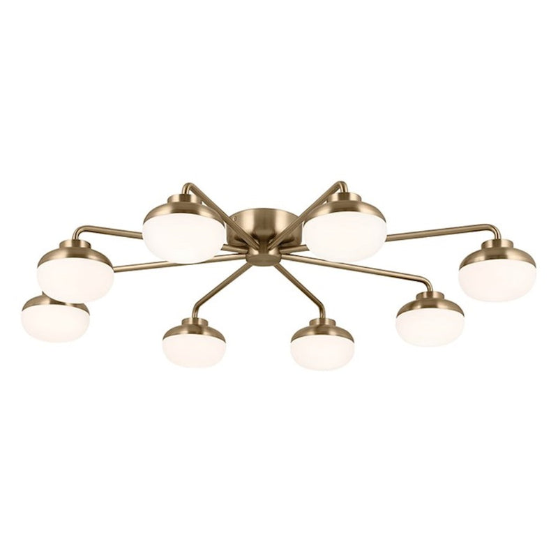 Kichler Remy 41in 8-Light LED Flush Mount | Scandinavian Champagne Bronze and Satin Etched Cased Opal | Living Room & Bedroom | Model 52608CPZ