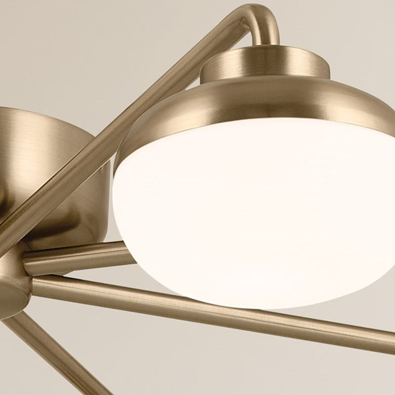 Kichler Remy 41in 8-Light LED Flush Mount | Scandinavian Champagne Bronze and Satin Etched Cased Opal | Living Room & Bedroom | Model 52608CPZ