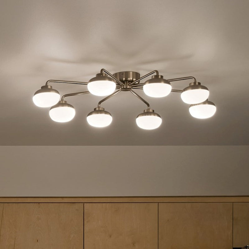 Kichler Remy 41in 8-Light LED Flush Mount | Scandinavian Champagne Bronze and Satin Etched Cased Opal | Living Room & Bedroom | Model 52608CPZ