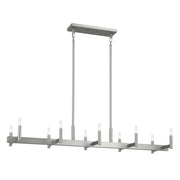 Kichler Erzo 50in 10-Light Linear Chandelier | Mid-Century Modern Satin Nickel Steel | Dining Room & Kitchen Island | Model 52614SN
