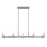 Kichler Erzo 50in 10-Light Linear Chandelier | Mid-Century Modern Satin Nickel Steel | Dining Room & Kitchen Island | Model 52614SN