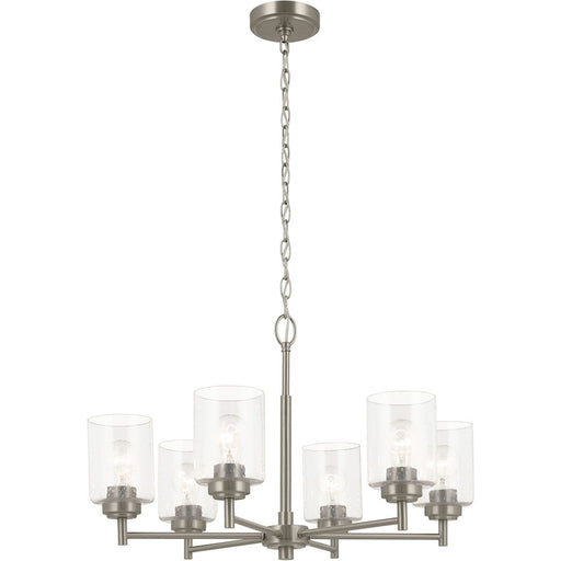Kichler Winslow 6 Light Chandelier 1 Tier Large, Brass/Clear Seeded - 52616NBR