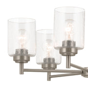 Kichler Winslow 26in 6-Light Chandelier | Industrial Brushed Nickel and Clear Seeded Glass | Dining Room & Kitchen Island | Model 52616NI