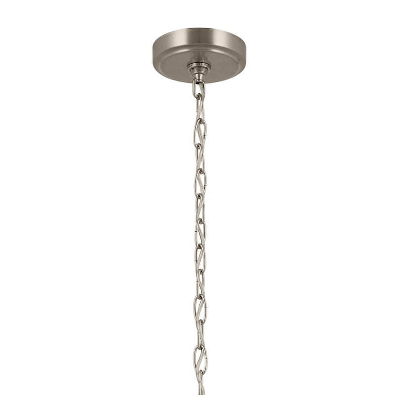 Kichler Winslow 26in 6-Light Chandelier | Industrial Brushed Nickel and Clear Seeded Glass | Dining Room & Kitchen Island | Model 52616NI