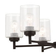Kichler Winslow 26in 6-Light Chandelier | Industrial Olde Bronze and Clear Seeded Glass | Dining Room & Entryway | 26 x 26 x 16.5 in | Model 52616OZ