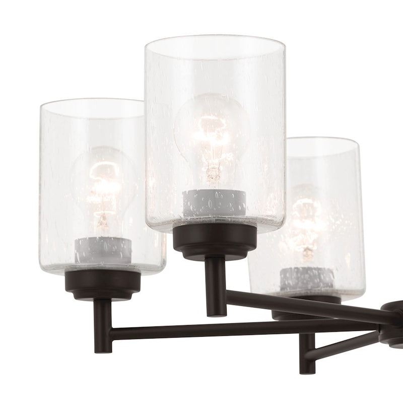 Kichler Winslow 26in 6-Light Chandelier | Industrial Olde Bronze and Clear Seeded Glass | Dining Room & Entryway | 26 x 26 x 16.5 in | Model 52616OZ