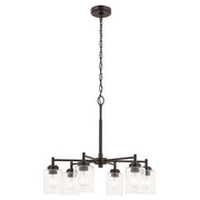 Kichler Winslow 26in 6-Light Chandelier | Industrial Olde Bronze and Clear Seeded Glass | Dining Room & Entryway | 26 x 26 x 16.5 in | Model 52616OZ
