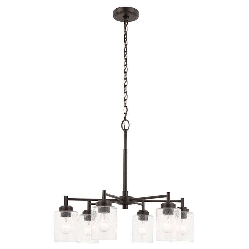 Kichler Winslow 26in 6-Light Chandelier | Industrial Olde Bronze and Clear Seeded Glass | Dining Room & Entryway | 26 x 26 x 16.5 in | Model 52616OZ