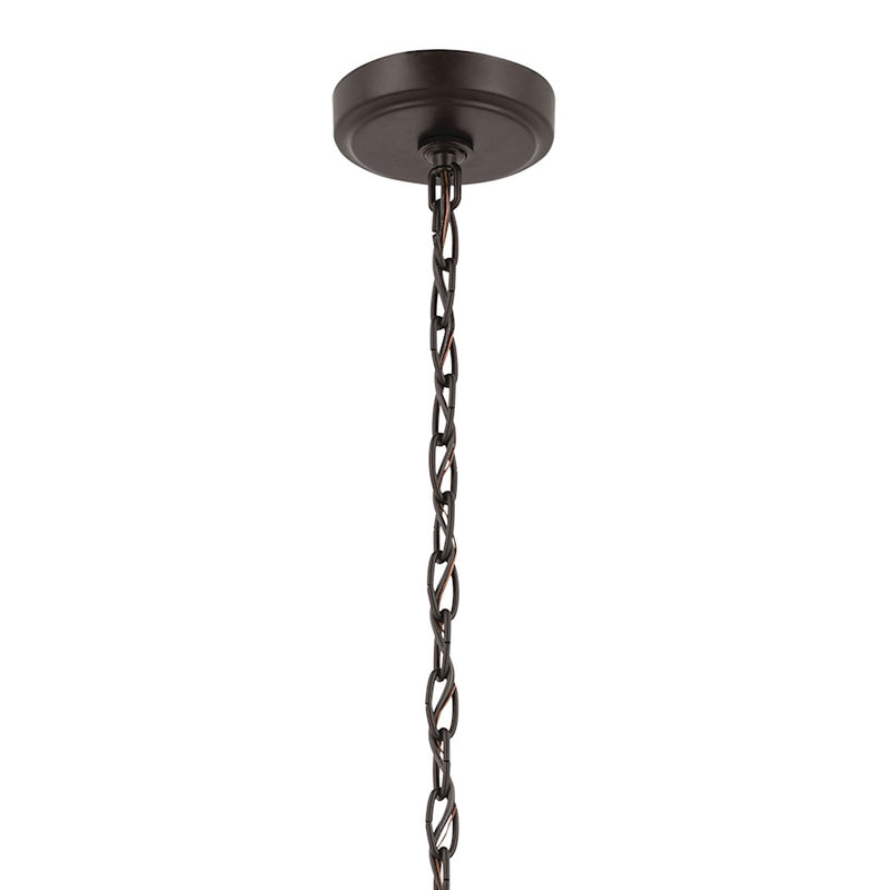 Kichler Winslow 26in 6-Light Chandelier | Industrial Olde Bronze and Clear Seeded Glass | Dining Room & Entryway | 26 x 26 x 16.5 in | Model 52616OZ