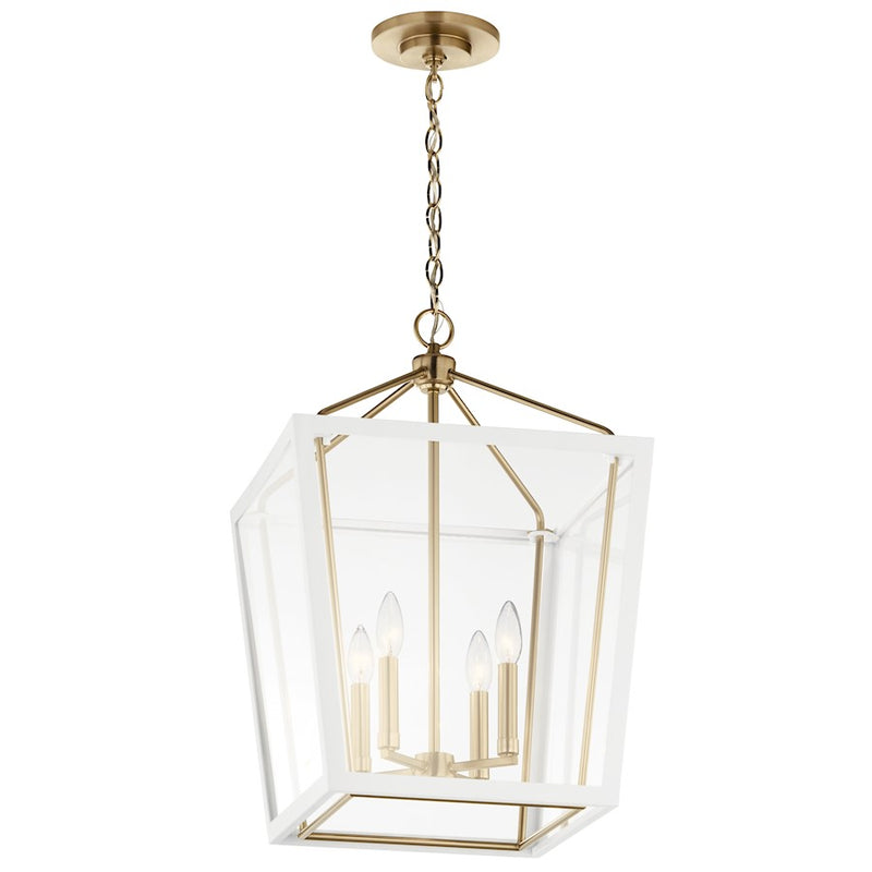 Kichler Delvin 24in 4-Light Pendant | Updated Traditional Champagne Bronze and Clear Glass | Kitchen Island & Dining Room | Model 52619CPZWH